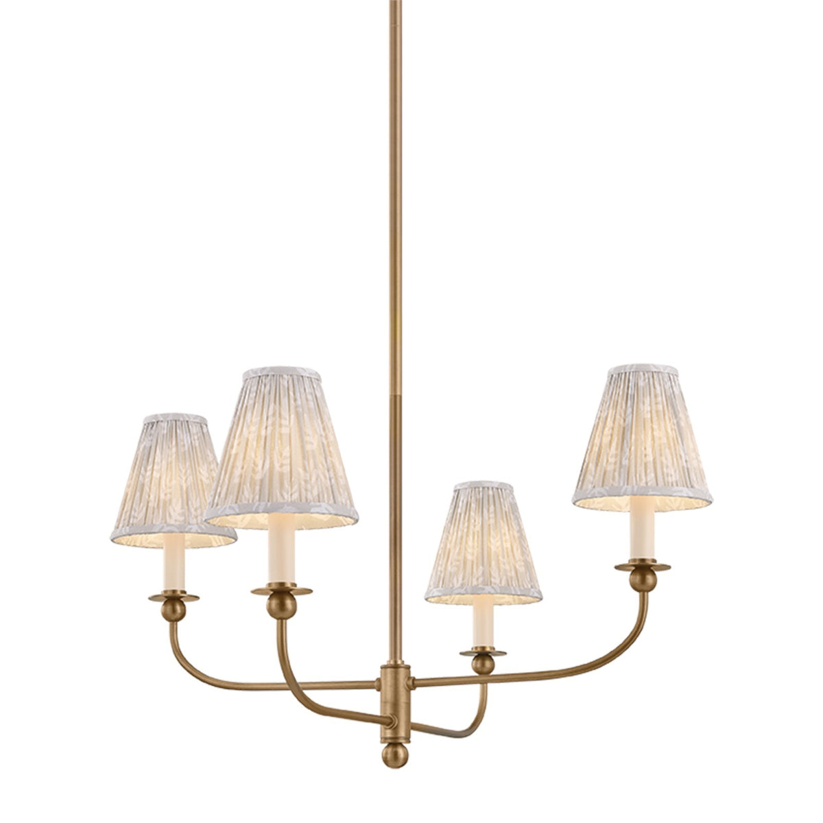 Mitzi Ryle 28in 4-Light Chandelier | Patina Brass and Mae Print Textile | Dining Room & Foyer | 28 x 16.5 in | Model H1175804B-PBR