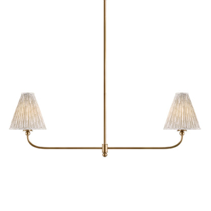 Mitzi Ryle 44in 2-Light Linear Chandelier | Patina Brass and Mae Print Textile | Kitchen Island & Dining Room | 44 x 8.5 x 15 in | Model H1175902B-PBR
