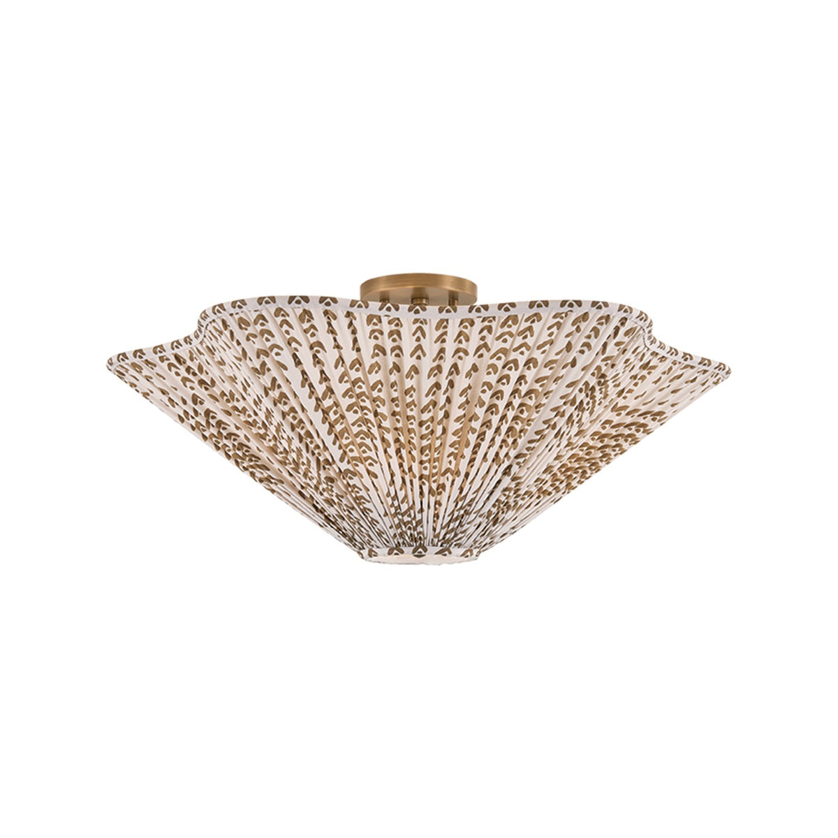 Mitzi Elle 24in 3-Light Semi Flush Mount | Patina Brass and Leo Print Textile | Bedroom & Hallway | 24 x 10.75 in | Model H1176603B-PBR