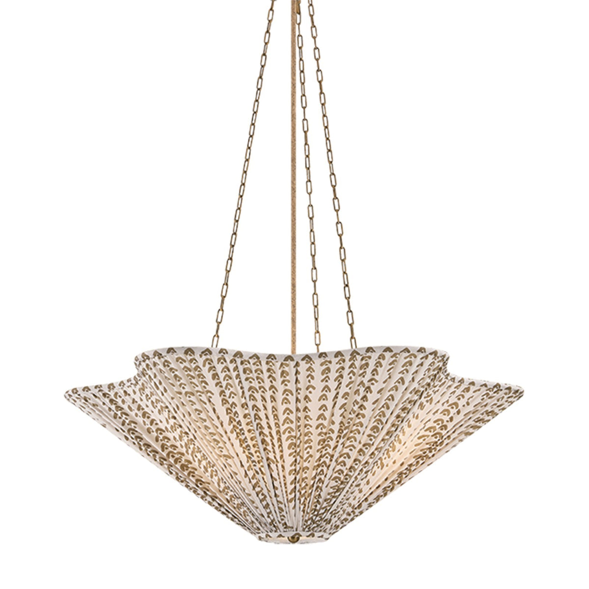 Mitzi Elle 30in 3-Light Pendant | Transitional Patina Brass and Leo Print Textile | Kitchen Island & Dining Room | Model H1176703B-PBR