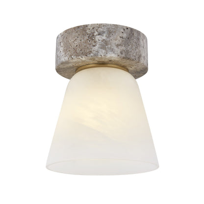 Mitzi Lea 6in 1-Light Flush Mount | Modern Patina Brass and Matte Cloud Glass | Bedroom & Hallway Ceiling Light | 6 x 6 x 7 in | Model H1181501-PBR