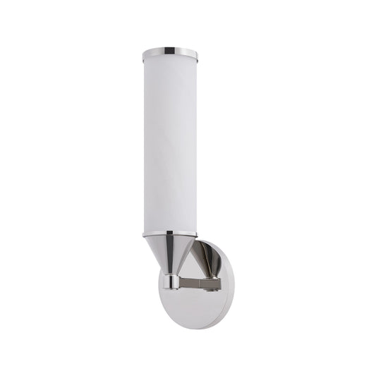 Mitzi Zinnia 1-Light Wall Sconce | Modern Polished Nickel and Matte Cloud Glass | Bathroom Vanity & Hallway | 3.75 x 4.75 x 14.75 in | Model H1184101-PN
