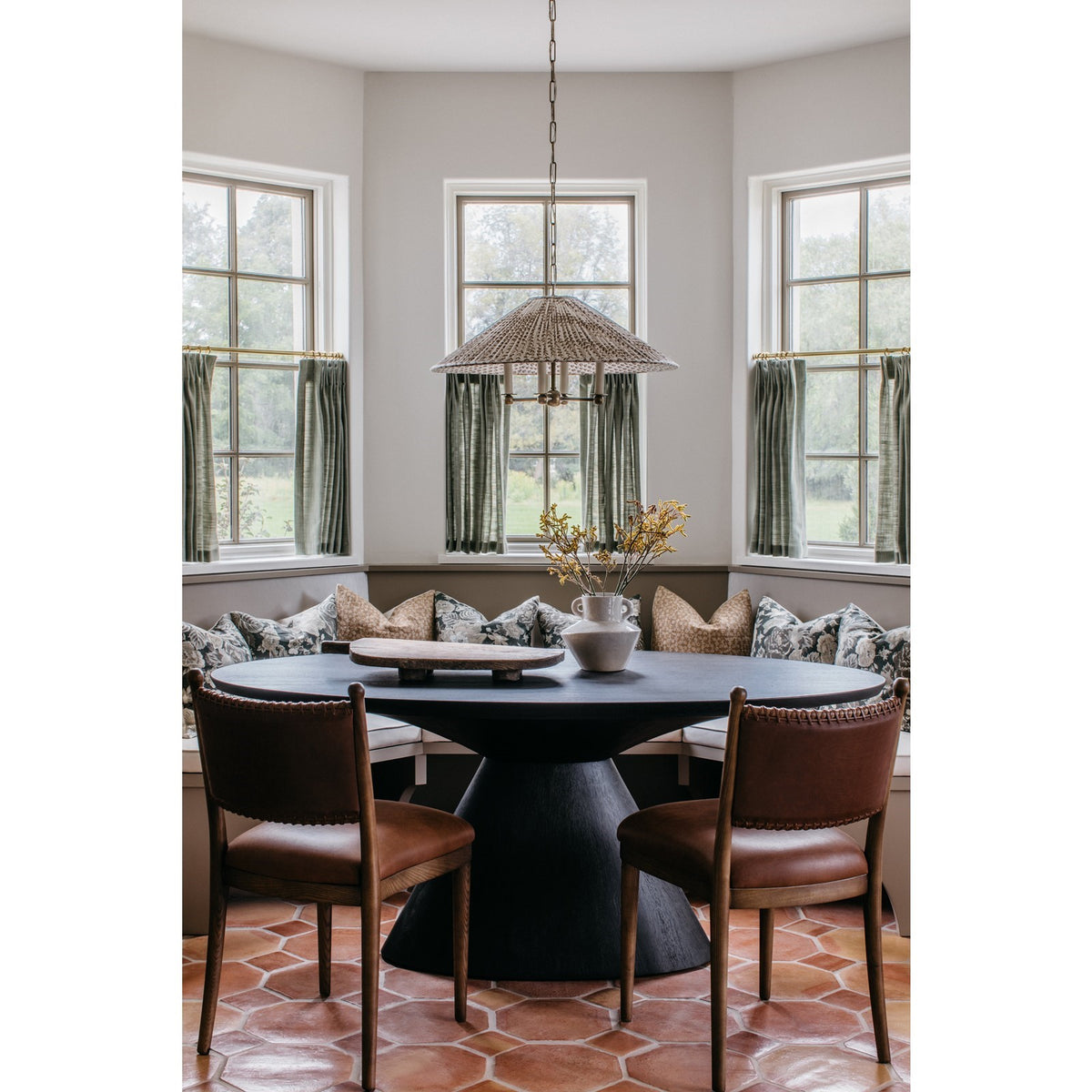 Mitzi Isla 27in 4-Light Chandelier | Transitional Patina Brass and Leo Print Textile | Dining Room & Bedroom | Model H1198804B-PBR