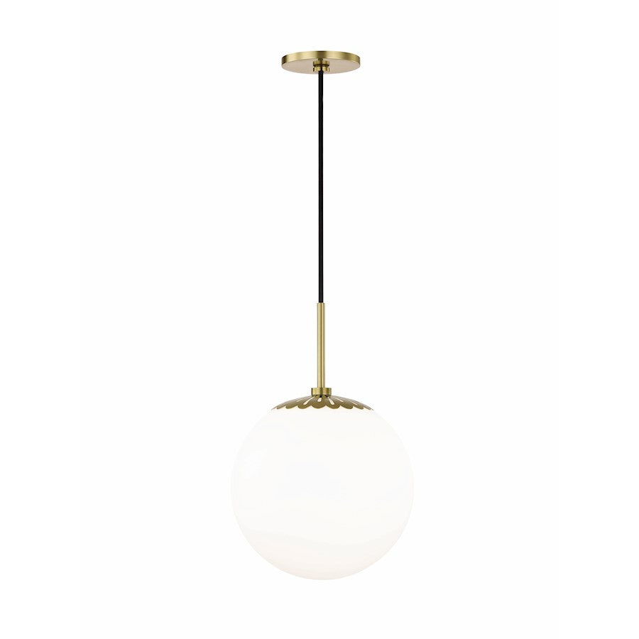 1 Light Pendant, Aged Brass