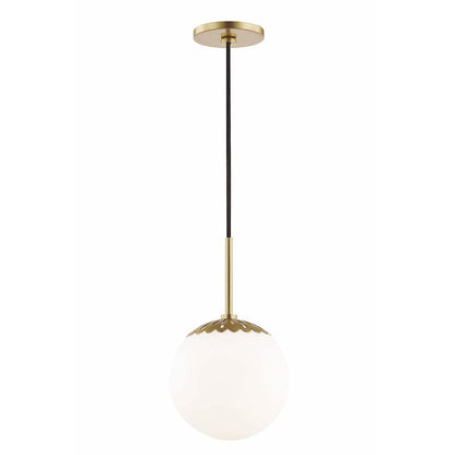 1 Light Pendant, Aged Brass