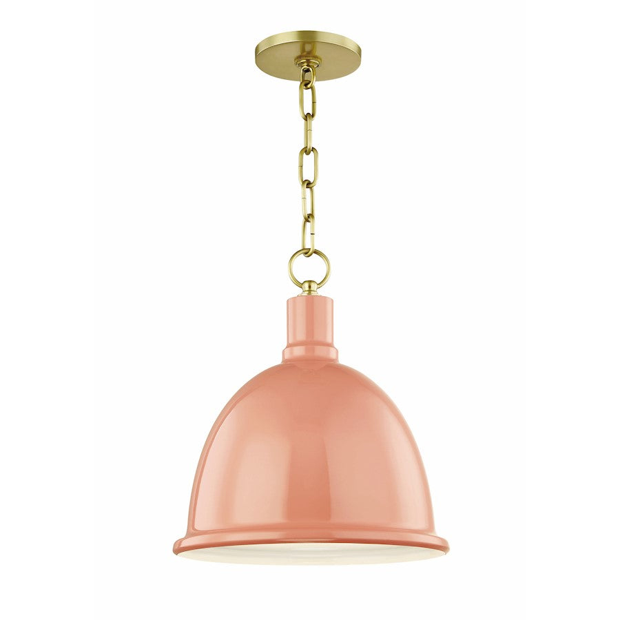1 Light Pendant, Aged Brass