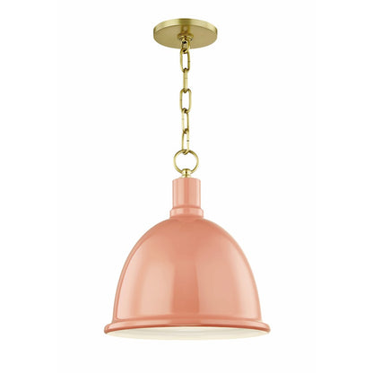 1 Light Pendant, Aged Brass