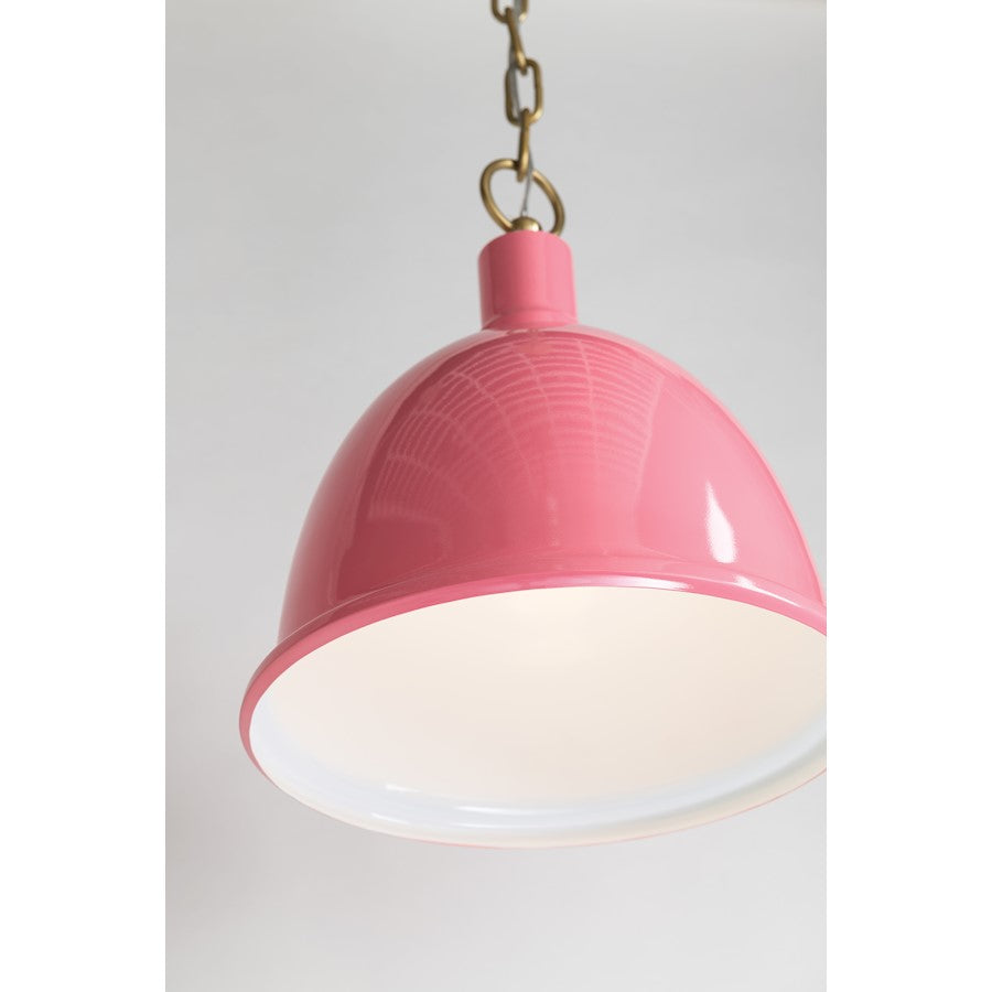 1 Light Pendant, Aged Brass