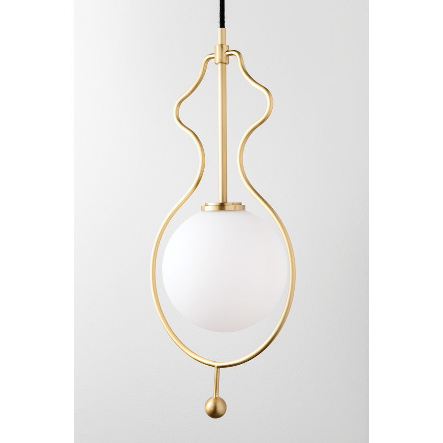 1 Light Pendant, Aged Brass/Opal