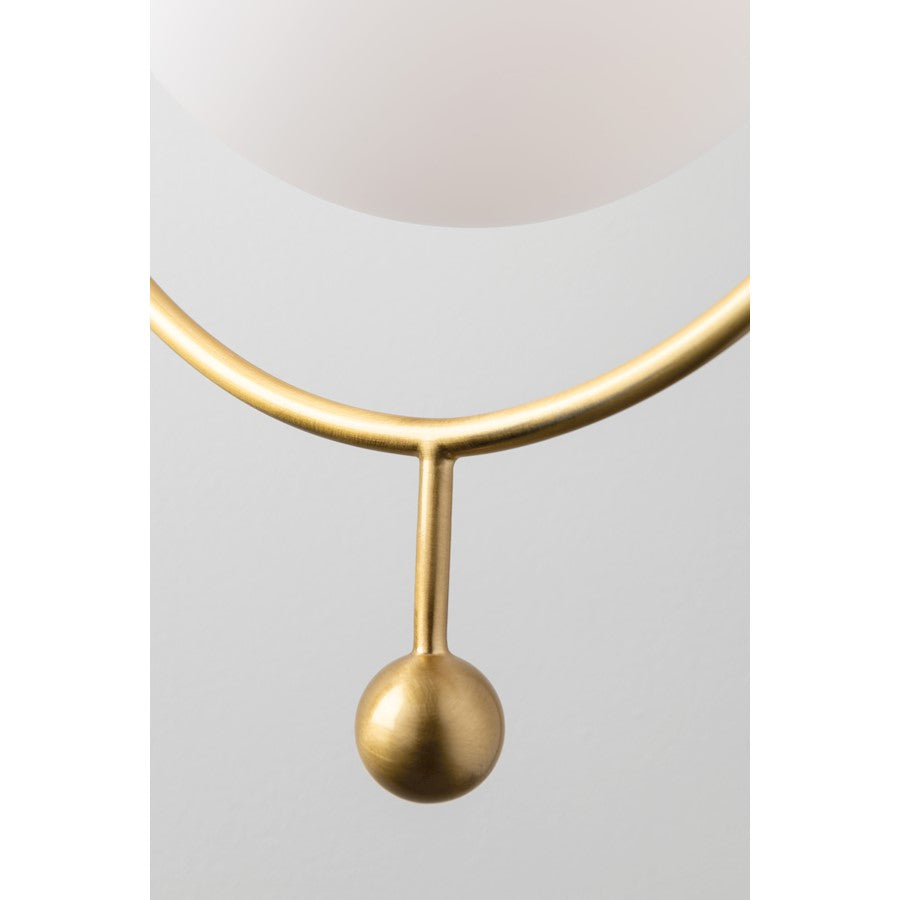 1 Light Pendant, Aged Brass/Opal
