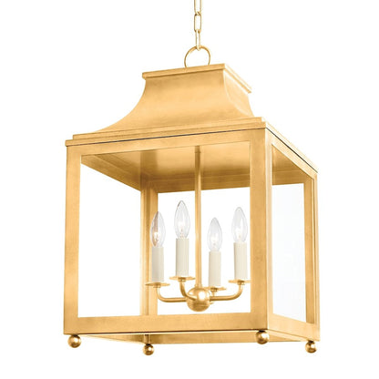 4 Light Pendant, Vintage Gold Leaf
