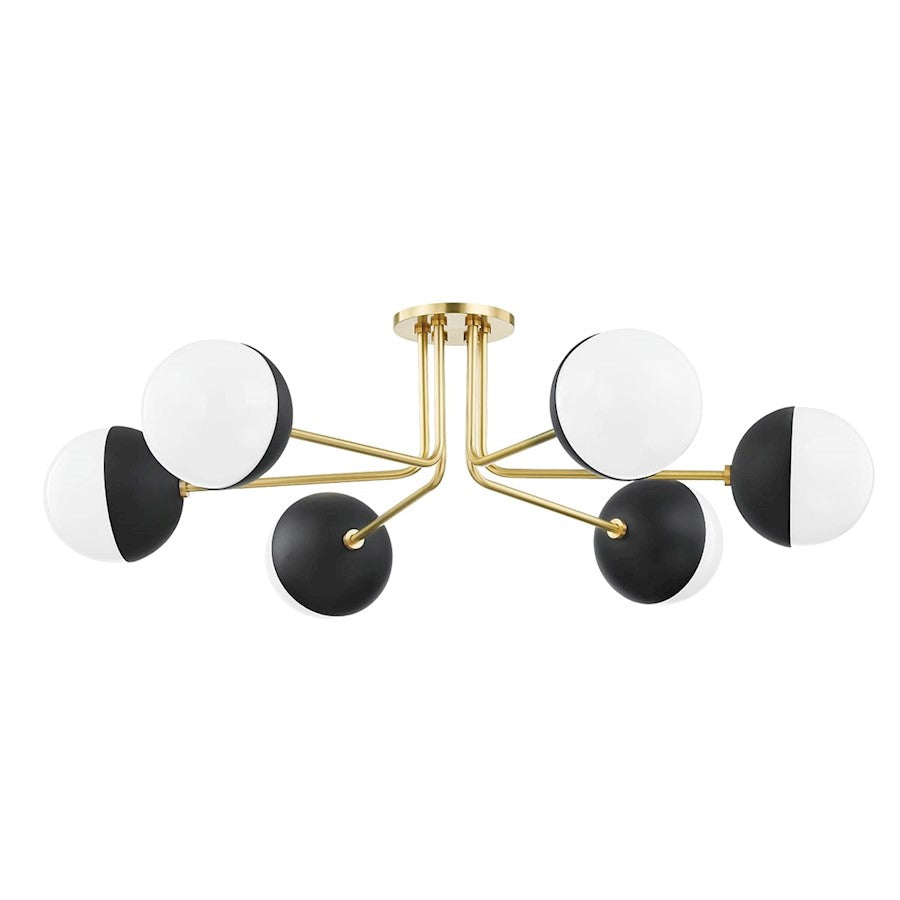 Mitzi Renee 6 Light Semi Flush, Black/Opal Glossy