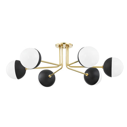 Mitzi Renee 6 Light Semi Flush, Black/Opal Glossy