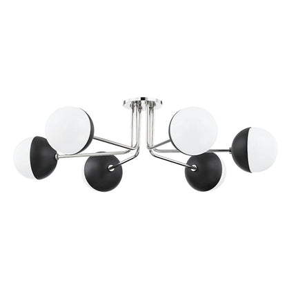 Mitzi Renee 6 Light Semi Flush, Black/Opal Glossy
