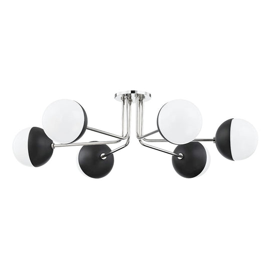 Mitzi Renee 6 Light Semi Flush, Black/Opal Glossy