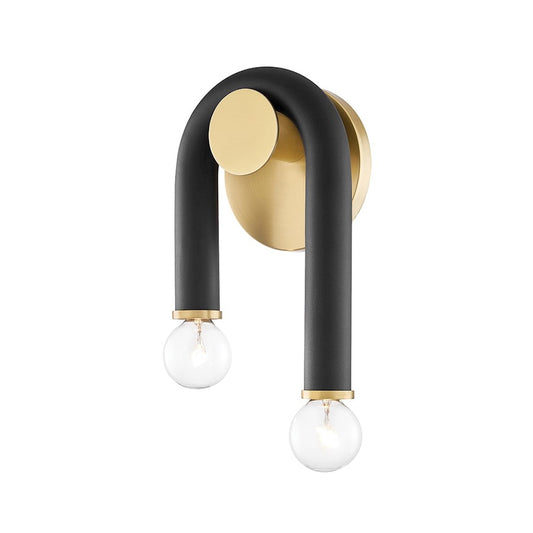 Mitzi Whit 2 Light Wall Sconce, Polished Nickel/Black - H382102-PN-BK