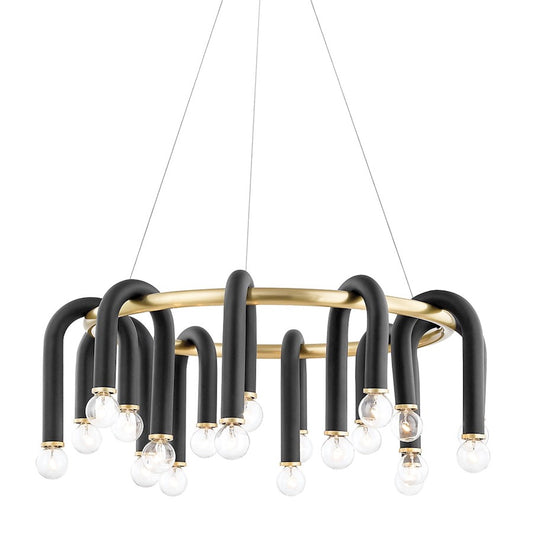 Mitzi Whit 20 Light Chandelier, Polished Nickel/Black - H382820-PN-BK