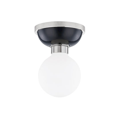Mitzi Nina 1 Light Flush Mount, Nickel/Blue
