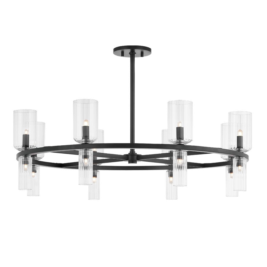 16 Light Chandelier, Soft Black