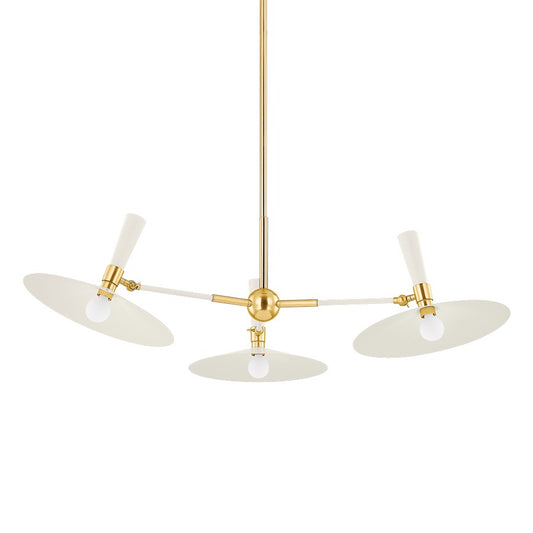 Mitzi Milena 3 Light Chandelier, Aged Brass/Soft Cream/ - H906803-AGB-SCR