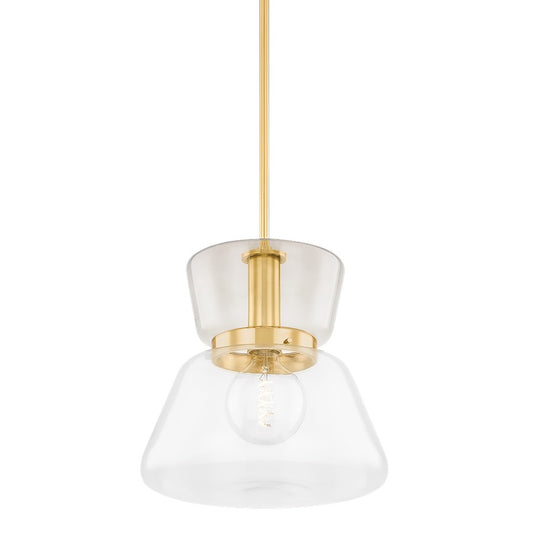 Mitzi Elodie 1 Light 15" Pendant, Aged Brass/Clear - H910701L-AGB