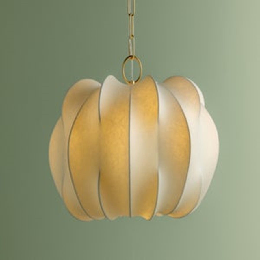 Mitzi Keilah 1 Light 24" Pendant, Aged Brass/Polymer Fabric