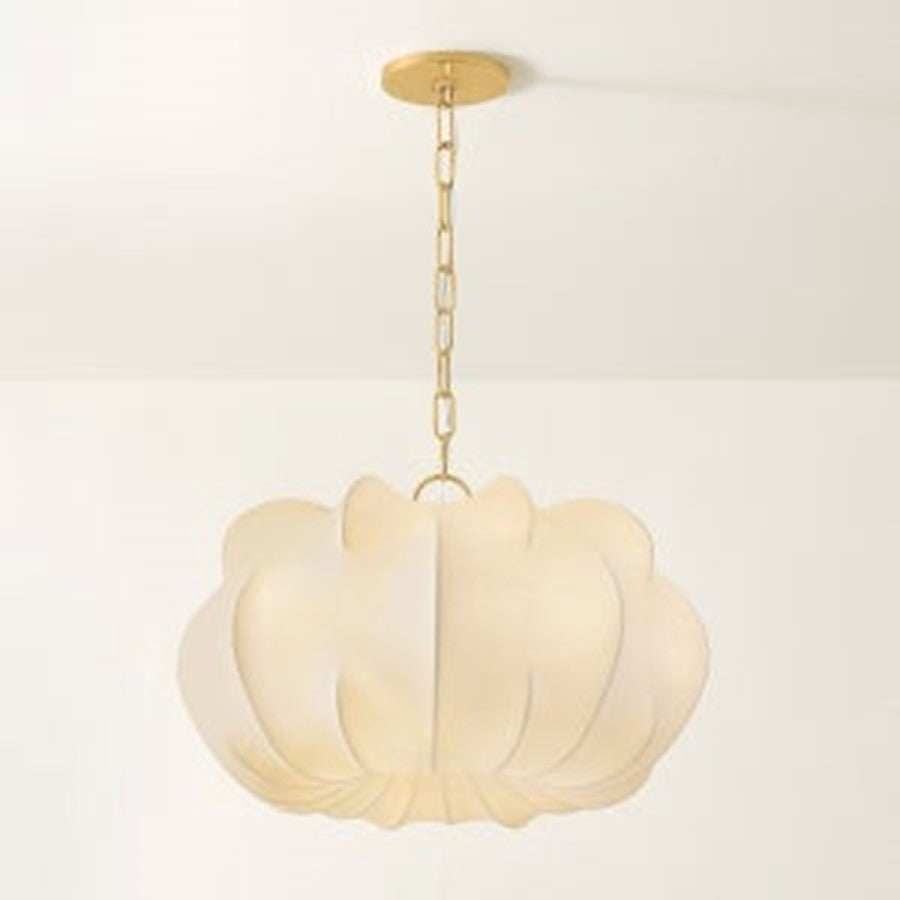 Mitzi Keilah 1 Light 24" Pendant, Aged Brass/Polymer Fabric