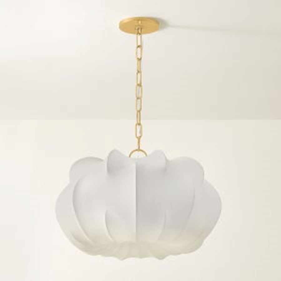 Mitzi Keilah 1 Light 24" Pendant, Aged Brass/Polymer Fabric