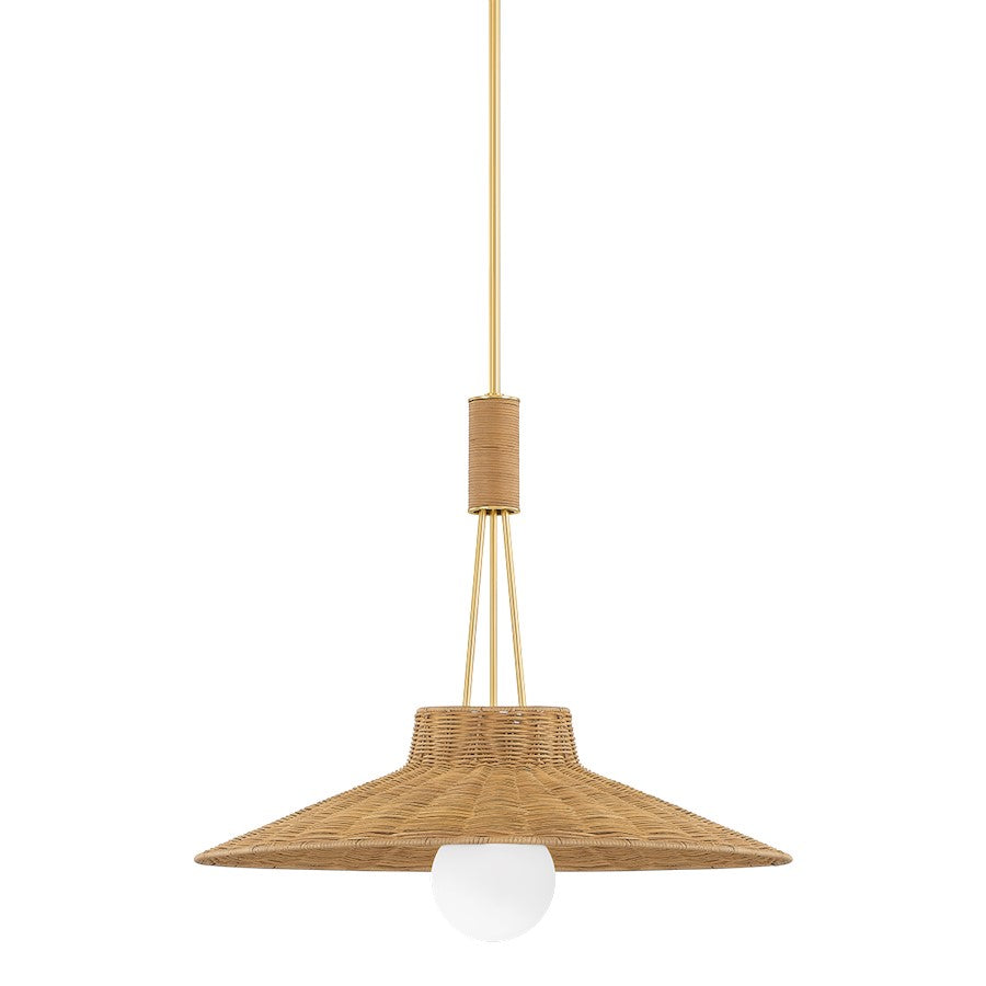 Mitzi Laudine 1 Light Pendant, Aged Brass/Light Natural Wicker - H921701-AGB