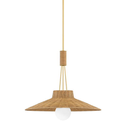 Mitzi Laudine 1 Light Pendant, Aged Brass/Light Natural Wicker - H921701-AGB