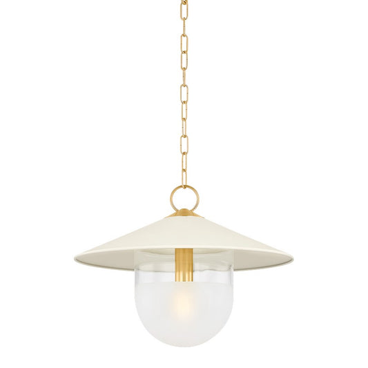 Mitzi Ressi 1 Light 20" Pendant, Brass/Cream/Clear Etched - H926701S-AGB-SCR