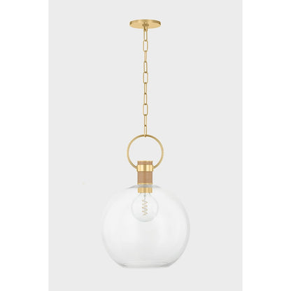 Mitzi Catrine 1 Light 12" Pendant, Aged Brass/Clear - H933701S-AGB