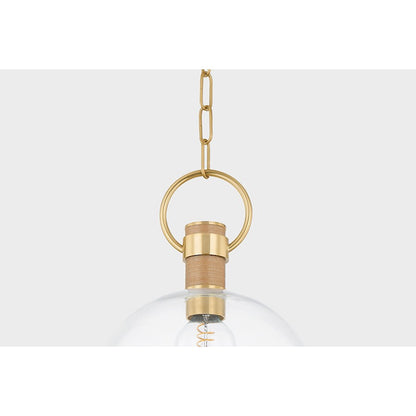 1 Light 12" Pendant, Aged Brass