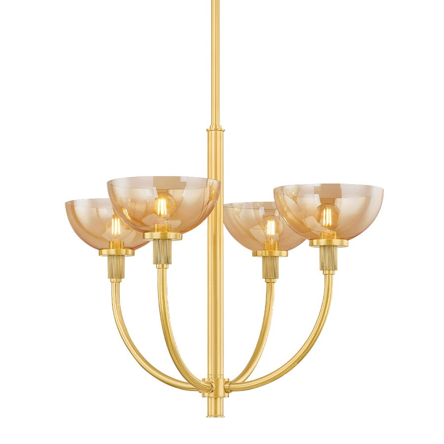 Mitzi Eva 4 Light Chandelier, Aged Brass/Light Bronze - H981804-AGB