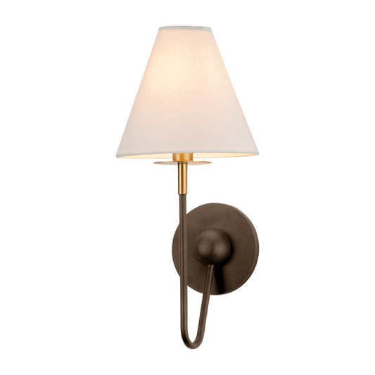 Mitzi Polly 1 Light Wall Sconce, Brass/Bronze/White Linen - H984101-AGB-BRZ
