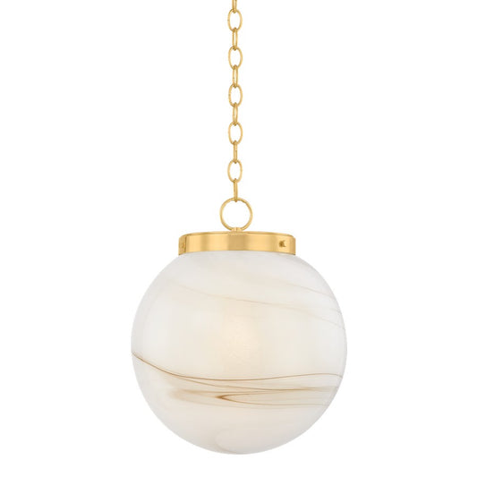 Mitzi Ambra 1 Light 16" Pendant, Aged Brass/Cappuchino Swirl - H989701L-AGB