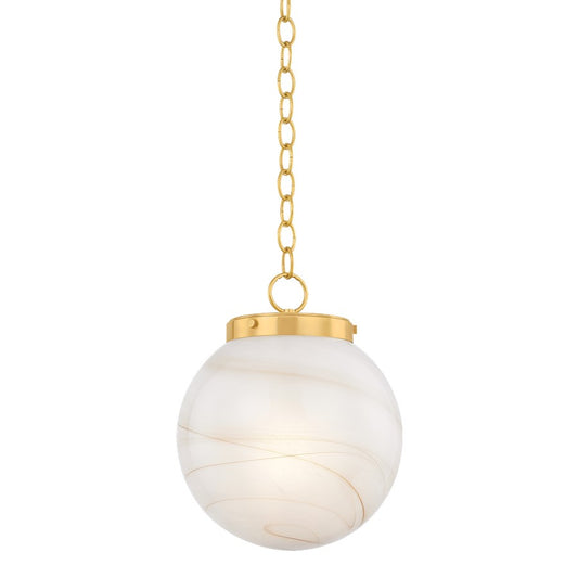 Mitzi Ambra 1 Light 12" Pendant, Aged Brass/Cappuchino Swirl - H989701S-AGB
