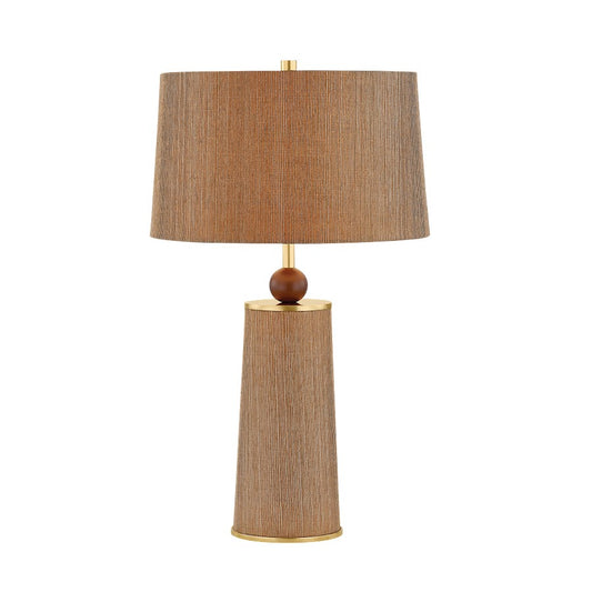 Mitzi January 1 Light Table Lamp, Aged Brass/Natural Grasscloth - HL1037201-AGB