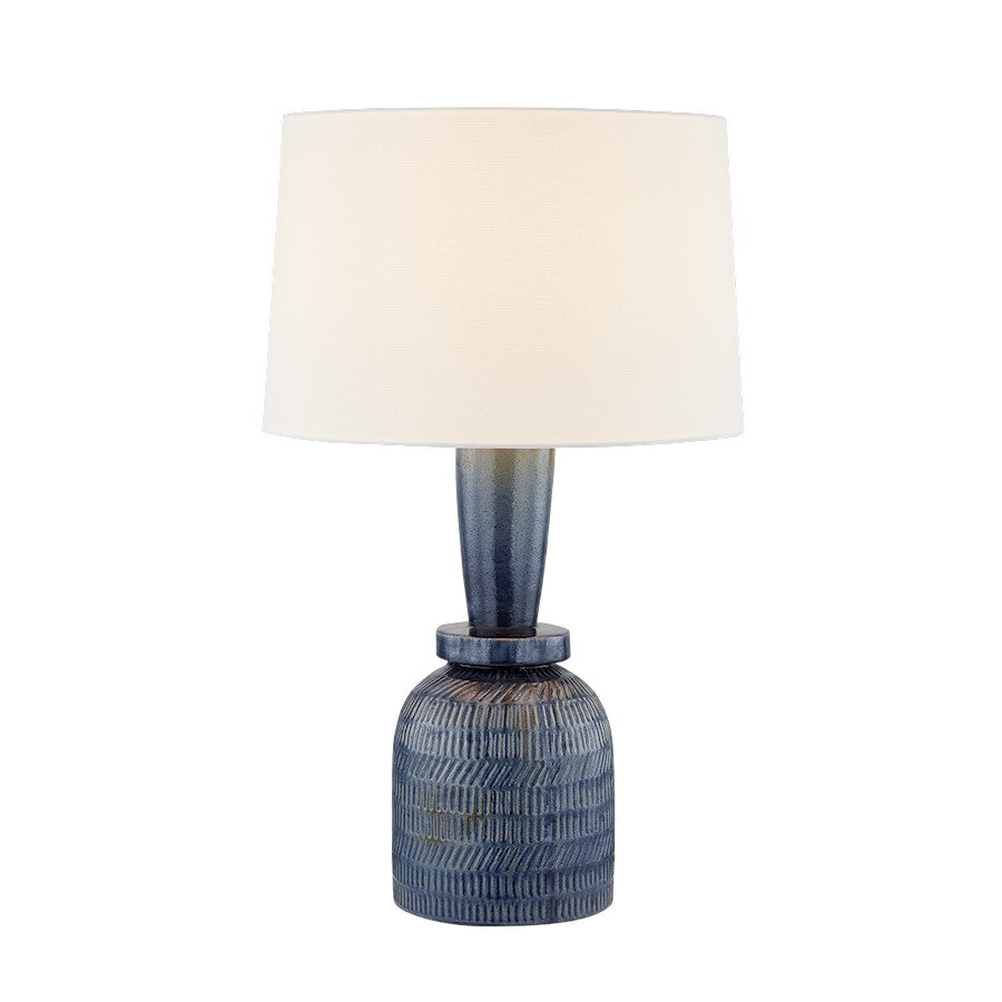 Mitzi Russo 1 Light Table Lamp, Brass/Cobalt/White Linen - HL1042201-AGB-CDB