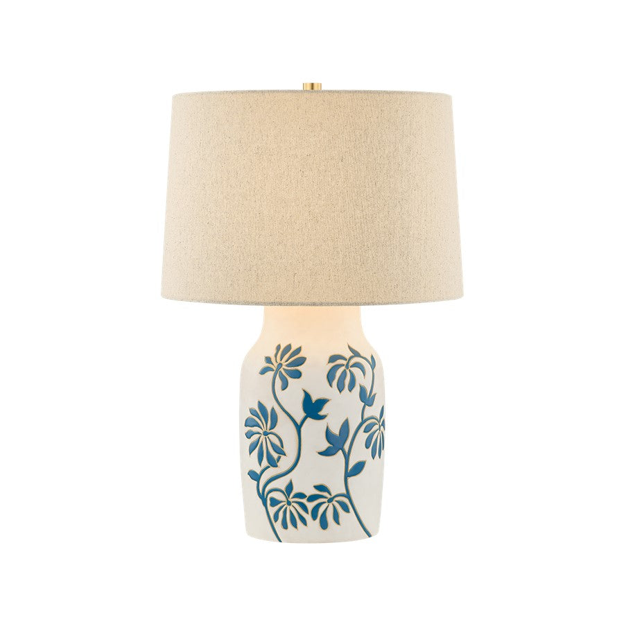 Mitzi Yazmeen 1 Light Table Lamp, Aged Brass/Sandstone Linen - HL1113201-AGB-CWF