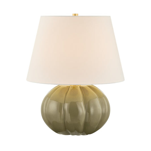 Mitzi Beata 1 Light Table Lamp, Aged Brass/White Linen