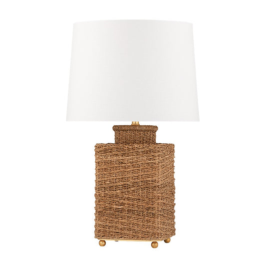 Weaver Table Lamp, Gold Leaf/White