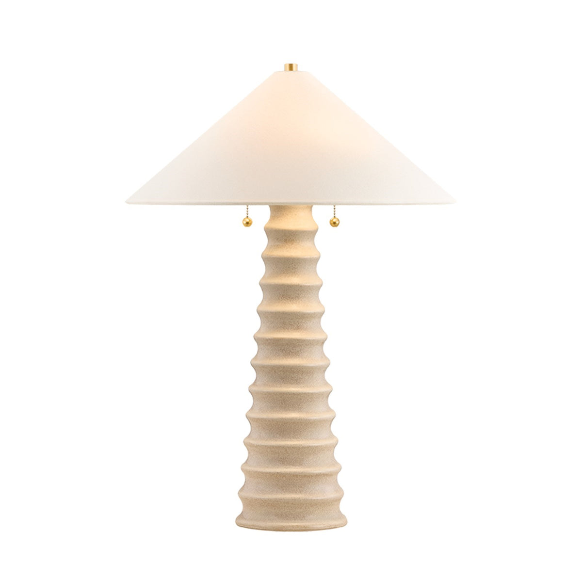 Hudson Valley Franconia 20in 2-Light Table Lamp | Ceramic Cornsilk and Aged Brass with White Linen Shade | Bedroom & Living | Model L1462-AGB-CRK