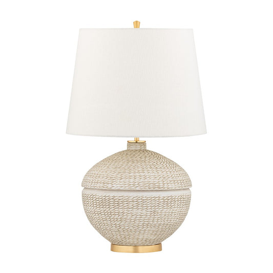 Katonah Table Lamp, Gold Leaf/White
