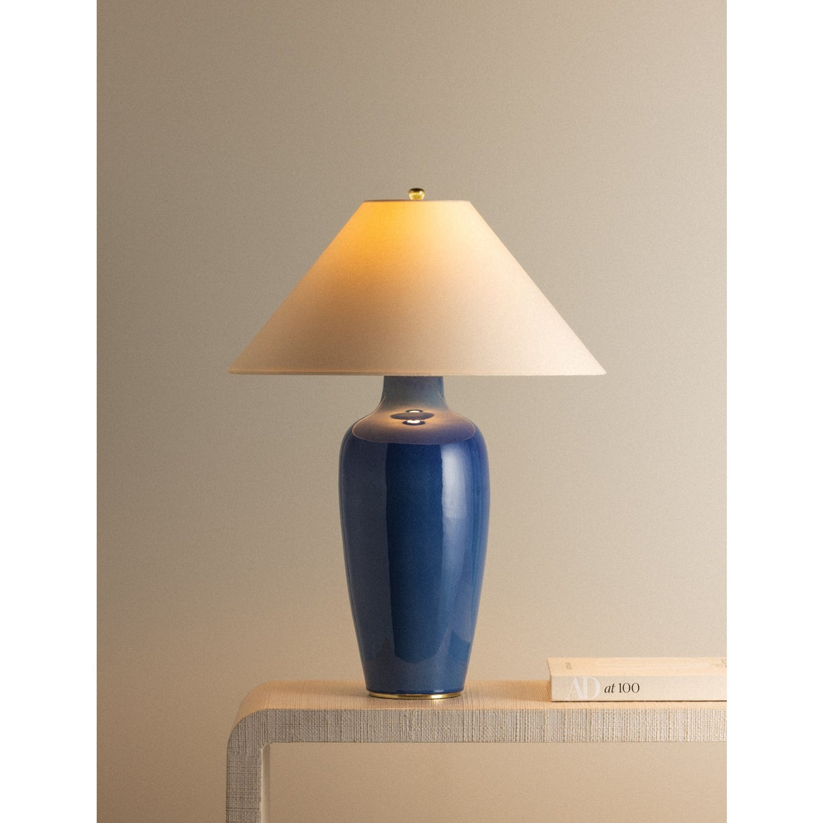 Hudson Valley Rhinelander 1Lt Table Lamp, Aged Brass/White Linen