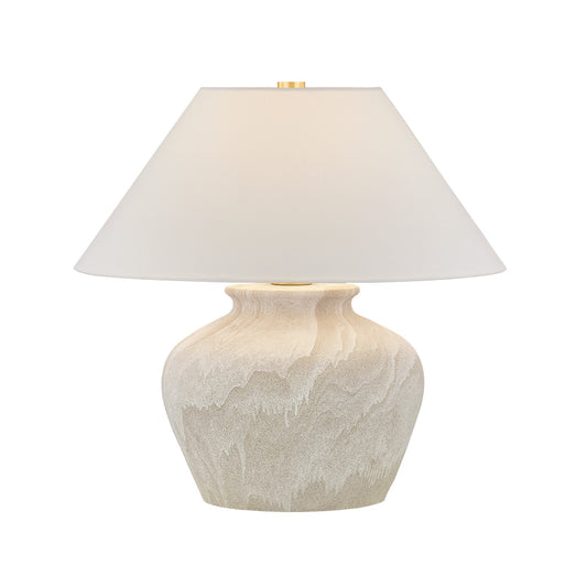 Hudson Valley Allards 1 Light Table Lamp, Aged Brass/White Linen