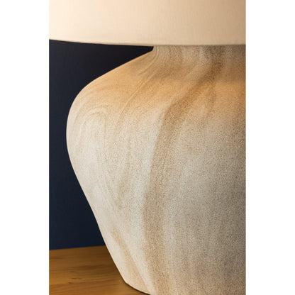Hudson Valley Allards 1 Light Table Lamp, Aged Brass/White Linen