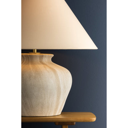 Hudson Valley Allards 1 Light Table Lamp, Aged Brass/White Linen