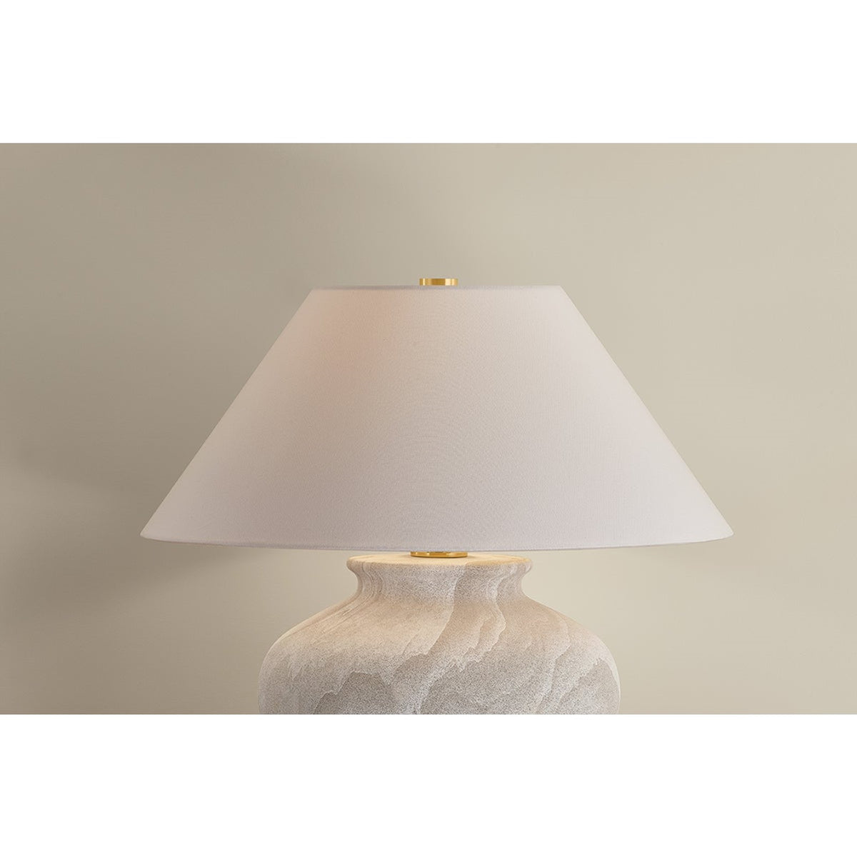 Hudson Valley Allards 1 Light Table Lamp, Aged Brass/White Linen