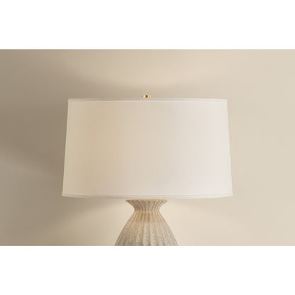 Hudson Valley Box Elder 1Lt Table Lamp, Aged Brass/White Linen